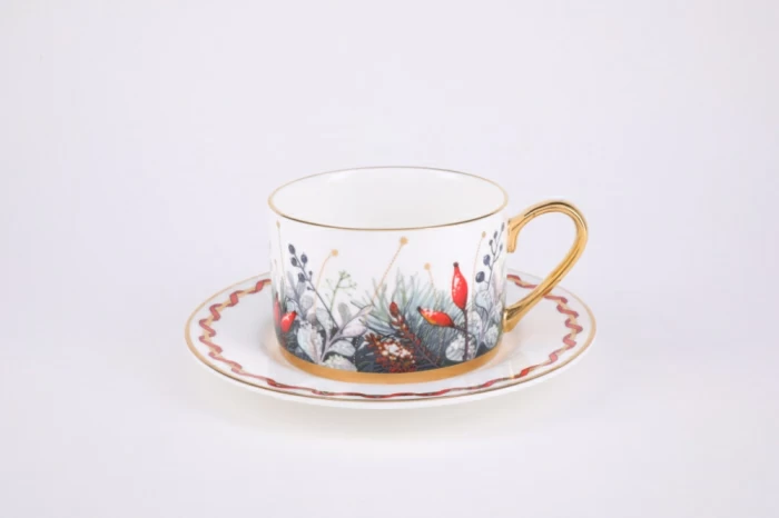 Подарочный набор: чайная чашка с блюдцем форма Идиллия рисунок Скарлетт № 1 ЛФЗ